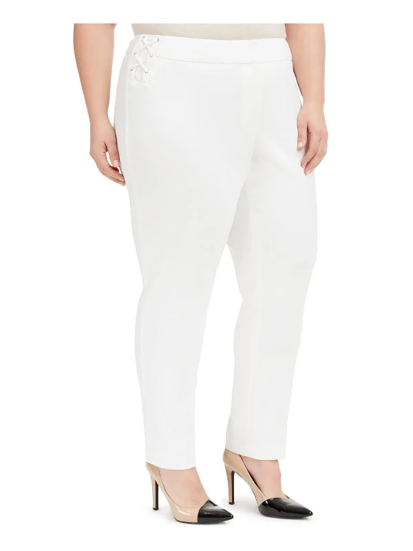 Plus Womens Pull On Lace-Up Pants