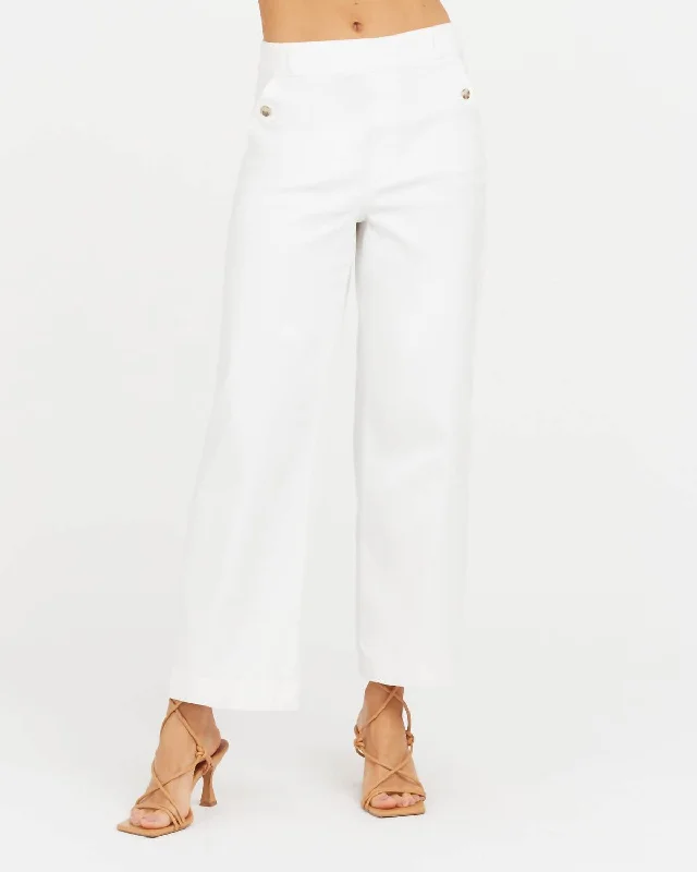 Stretch Twill Cropped Wide Leg Pant In White