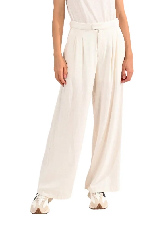 Wide Leg Linen Pants In Off White