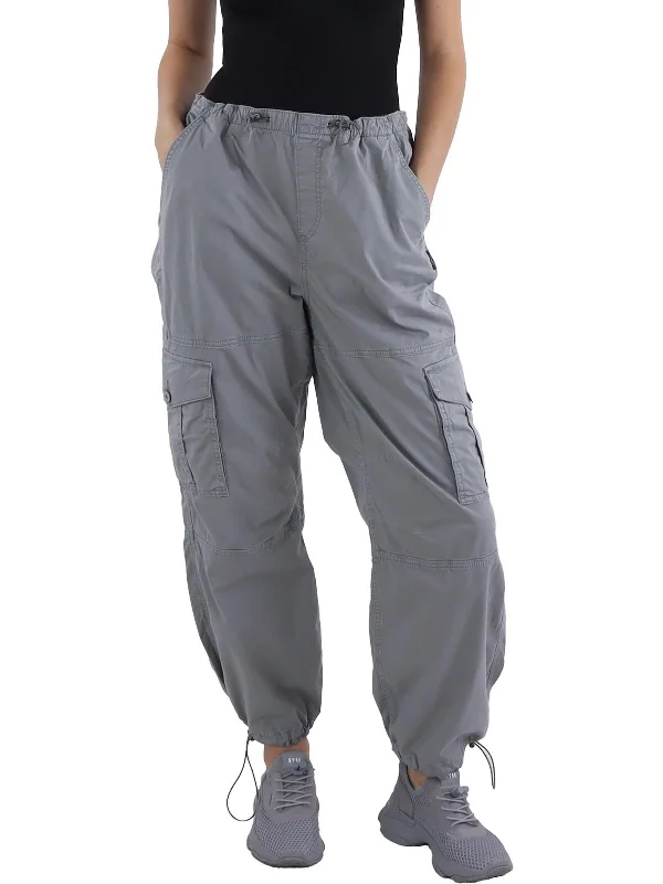 Womens Mid Rise Drawstring Cargo Pants