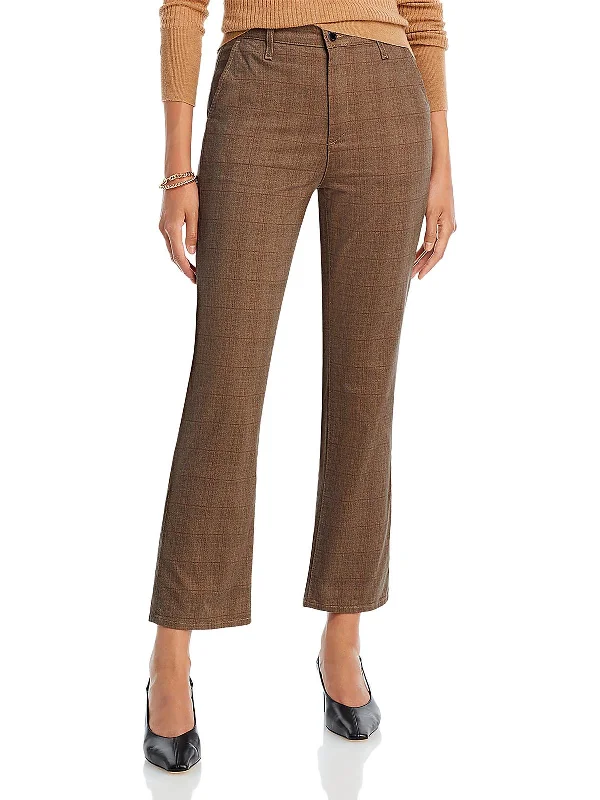 Womens Plaid Cropped Flared Pants