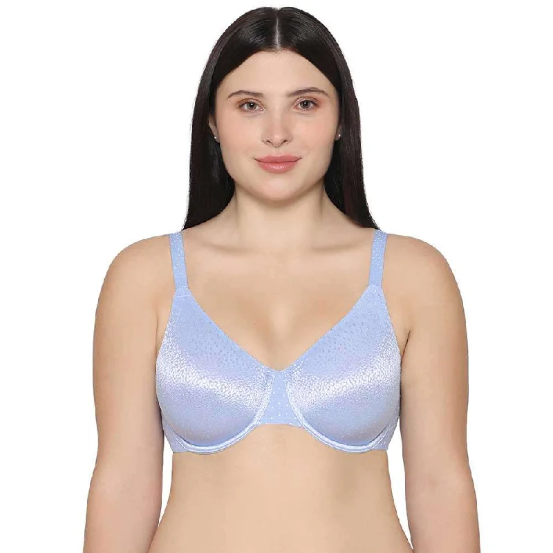 Back Appeal Non Padded Wired Full Cup Everyday Wear Plus Size Comfortable Full Support Bra - Light Blue