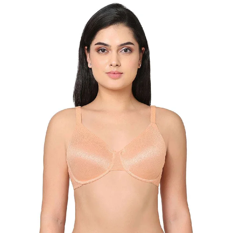 Back Appeal Non Padded Wired Full Cup Everyday Wear Plus Size Comfortable Full Support Bra - Peach