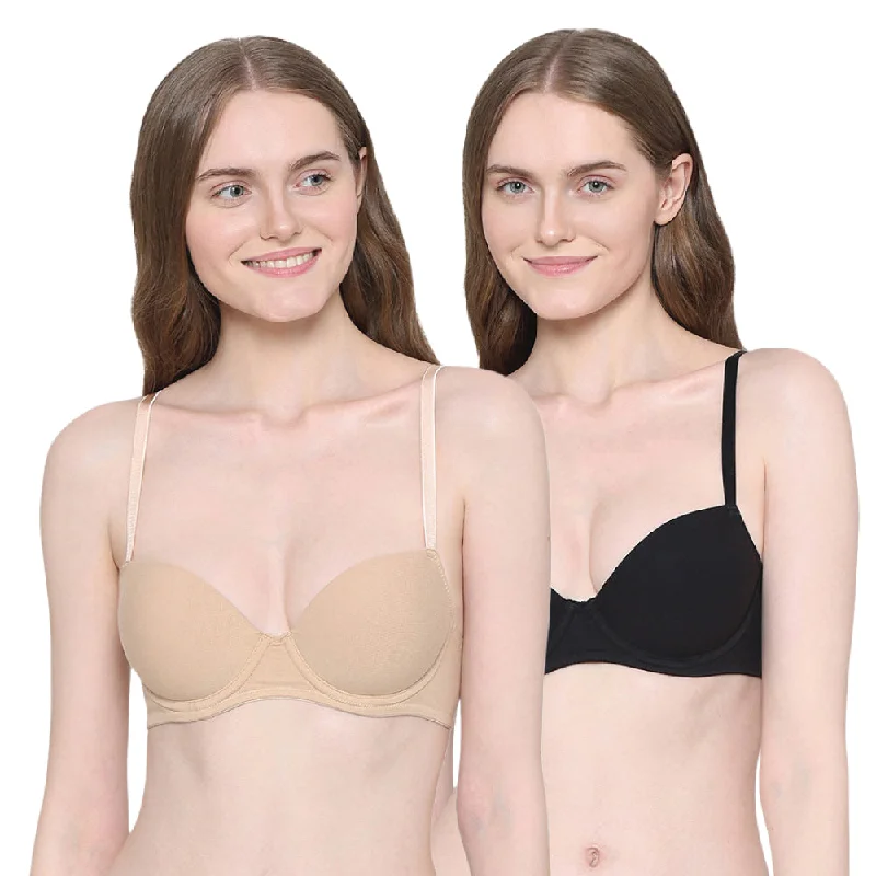 Balconette Padded Wired Demi Cup Everyday Wear Bra Pack of 2