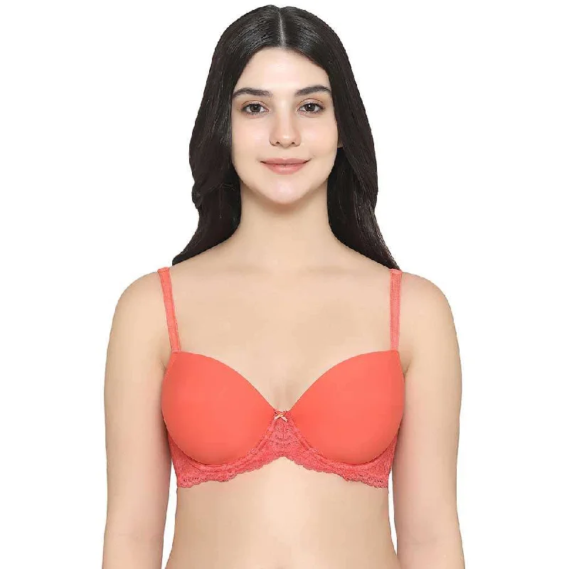 Balcony & Beyond Padded Wired Half Cup Everyday Wear Smooth Finish Fashion Bra - Orange