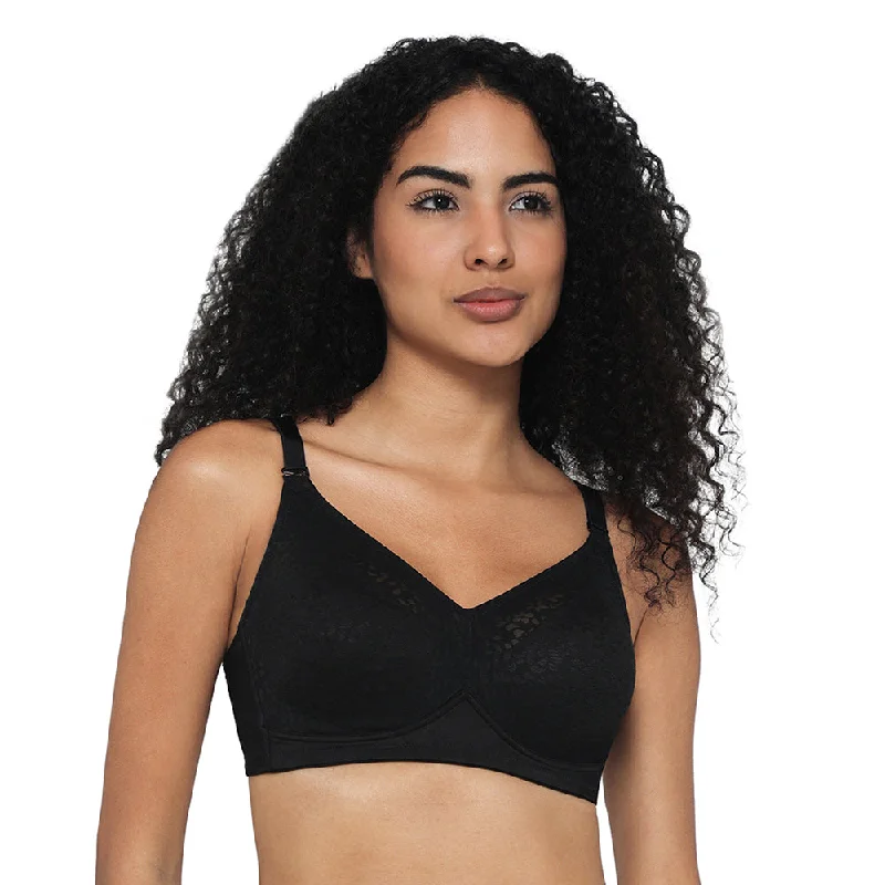 Curvy Confidence Non-Padded Non-Wired Full Cup Plus Size Minimizer Bra - Black