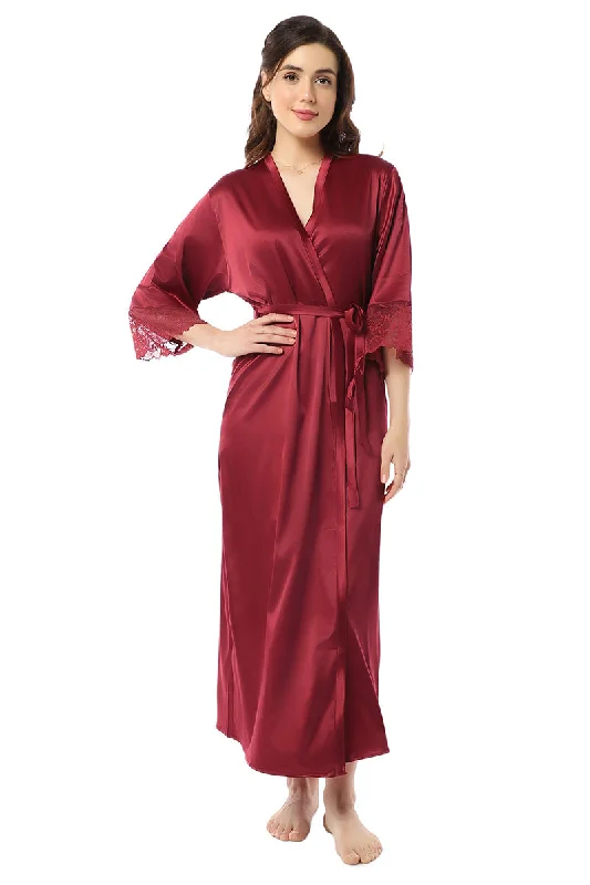 Eternal Bliss Full-length Satin Robe - Rio Red