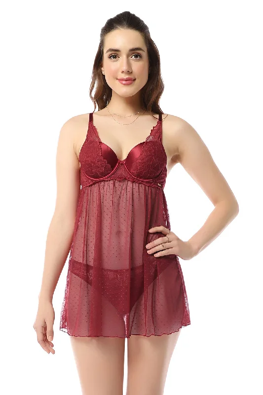 Eternal Bliss Padded Wired Babydoll - Rio Red