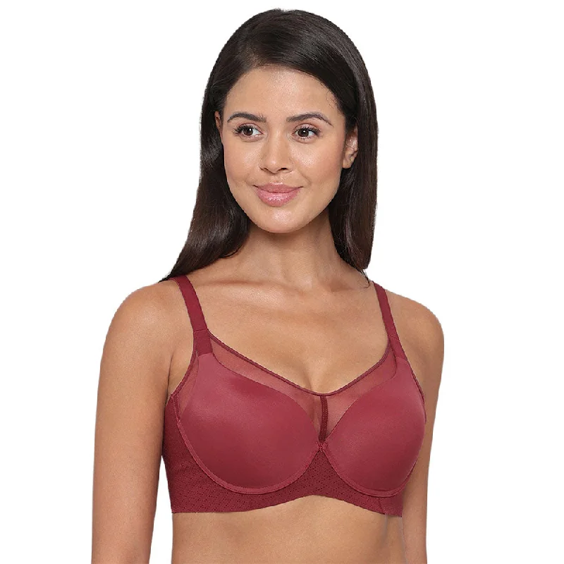 Franca Padded Non-wired Full Cup Everyday Wear Full coverage T-Shirt Bra - Maroon