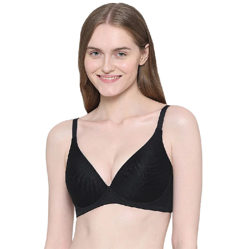 Mysa Padded Non-Wired 3/4th Cup Everyday Wear Medium coverage T-Shirt Bra - Black