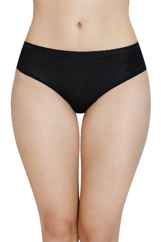 Solid Mid Rise Modal Bikini Panty - Black