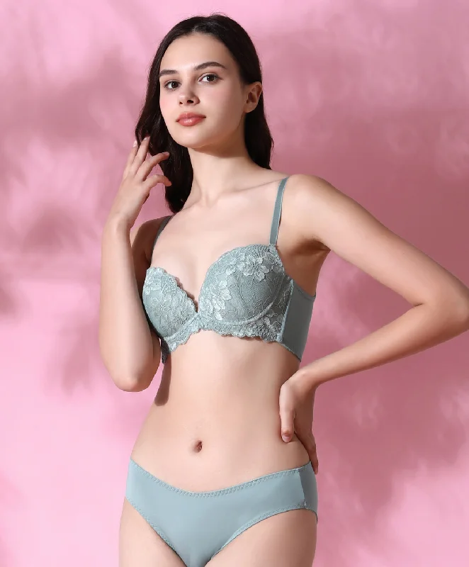 Spring Time Push Up Demi Bra Set 707-73647