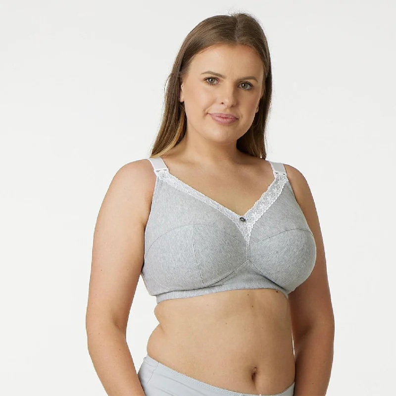 Cotton Maternity Bra - Premium Support - Grey Marl