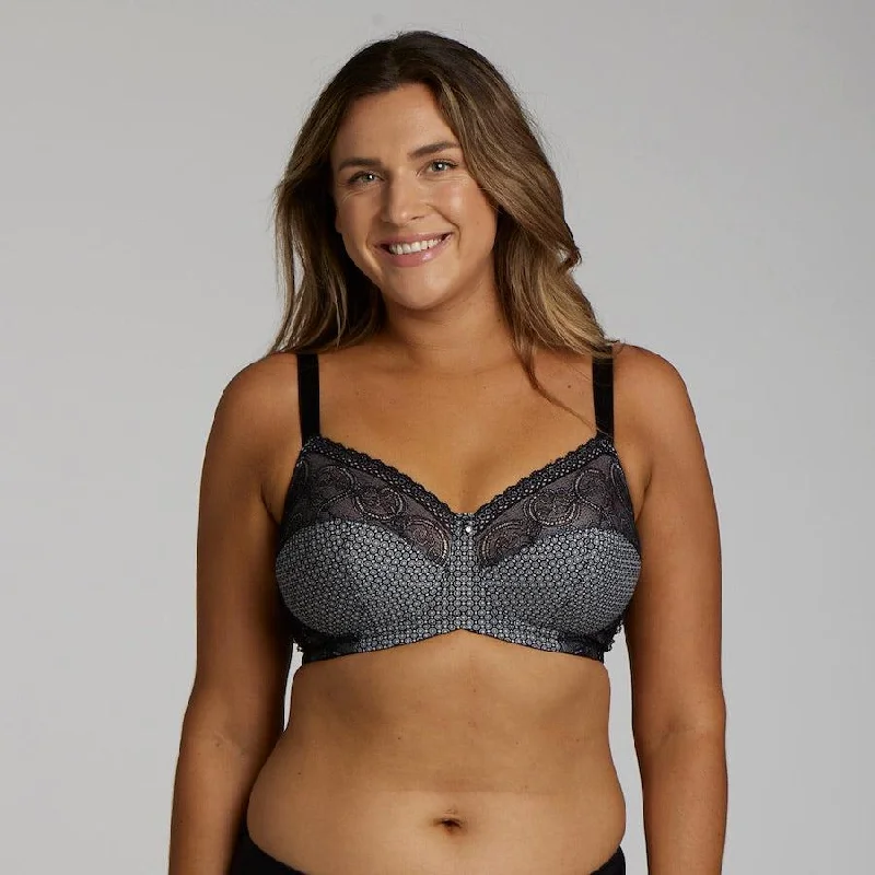 Print Wirefree Bra - Black Pebble