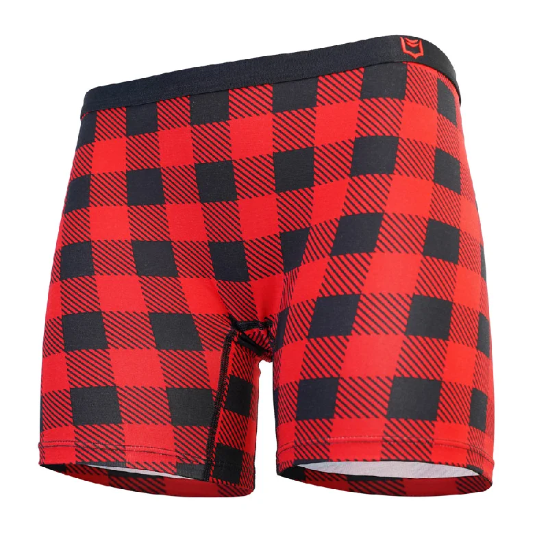 SHEATH Women's Bamboo Plaid Long Leg Boxer Brief