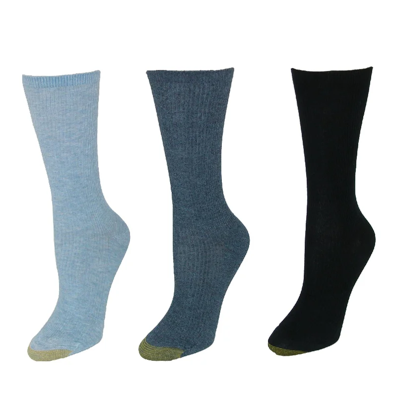 Women's Non Binding Ribbed Crew Socks (3 Pair Pack)