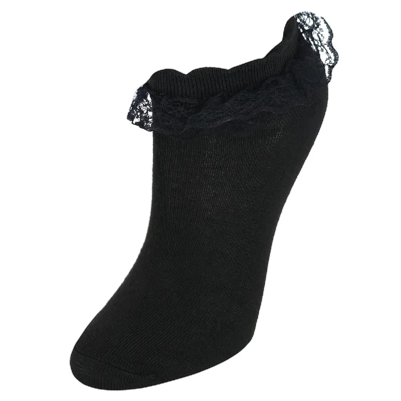 Women's Solid Color Frilly Lace Low-Cut Socks (1 Pair)