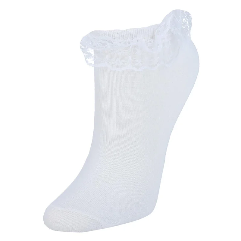 Women's Solid Color Frilly Low-Cut Socks (4 Pack)